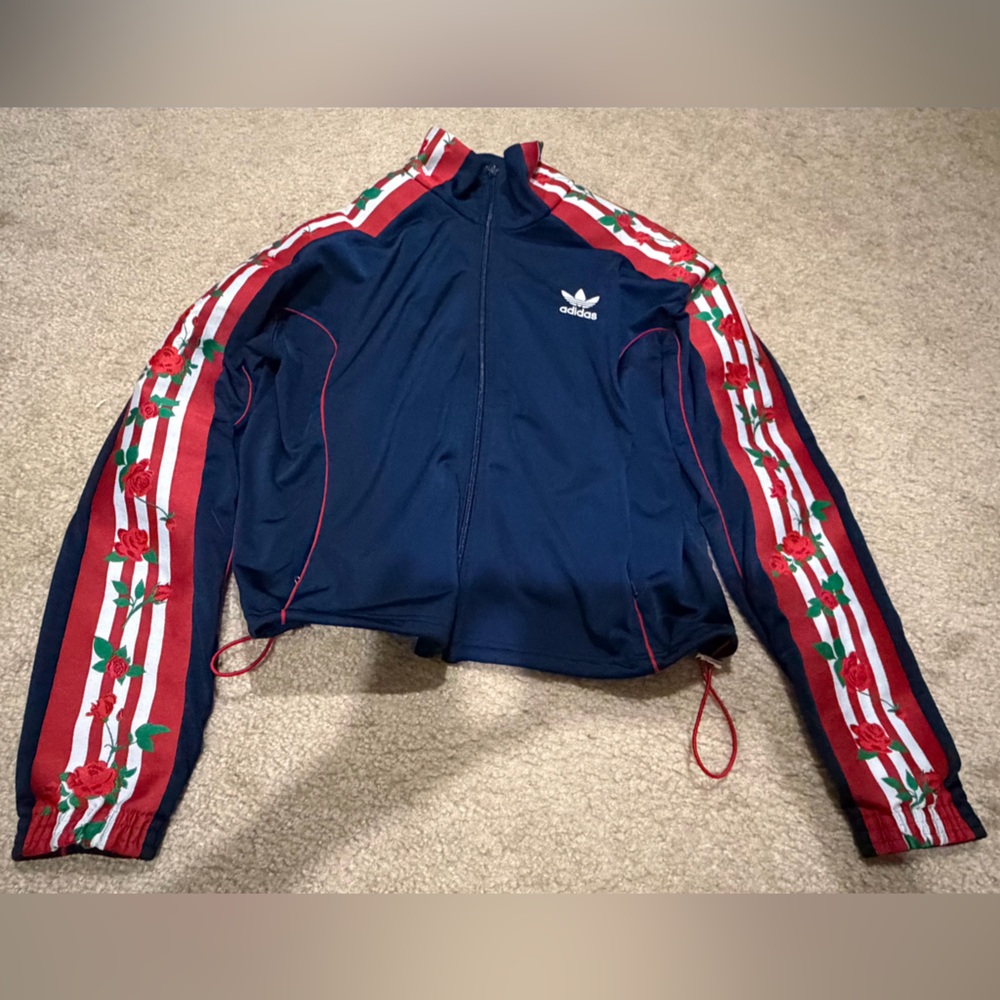 adidas Track jacket with Red Rose Side Panels